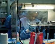 Employees at the National Institute of Biomedical Research in Kinshasa, Democratic Republic of the Congo, 2 July. -  Arsene Mpiana / REUTERS