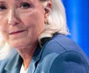 Marine Le Pen poses poses ahead of a television interview in Boulogne-Billancourt, southern of Paris on July 1, 2026. -  Julie Sebadelha, AFP