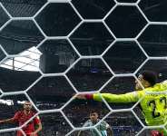 Argentinas Cristian Romero (13) scores their opening goal during the World Cup round of 16 soccer match between Argentina and Egypt in Atlanta, Georgia on July 7, 2026. -  Mike Stewart, AP Photo