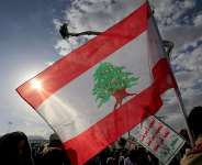 Lebanons flag at a rally. -  Mohammed Huwais, AFP