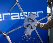 A Latvian Eraser B19 drone is seen during theInternational military anti drone exercise Baltic Trust 25 (BATT25) at the Selonia (Selija) military training ground near Viesite on August 27, 2025. -  Gints Ivuskans, AFP
