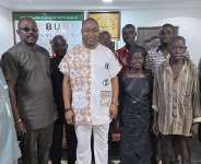 Atebubumanhene, Ohempon Dr Yeboah Asiamah(middle) in a group picture with the parties