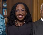 Professor Laurence Henry Tribe of Harvard University Law School, US Supreme Court Justices Ketanji Brown Jackson and Clarence Thomas