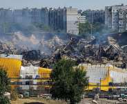 Burnt-out hypermarket following an overnight Ukrainian drone strike, in the course of the Russia-Ukraine conflict in Donetsk, a Russian-controlled city of Ukraine, on August 16, 2026. -  Alexander Ermochenko, Reuters
