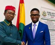 From left to right is Dr. Nana Kwabena Kwaning Snr.  President @Global Institute of Politicians-GIOP  &  Jenora K. Nana Kwame Ofodi Nkrumah  Modern Ghana Column Journalist 