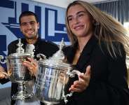 Getty ImagesImage caption: Carlos Alcaraz and Aryna Sabalenka won the US Open singles titles in 2025
