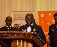 His Majesty Otumfuo Osei Tutu II, the 16th Asantehene of the Ashanti Kingdom, during the 20th anniversary celebration of his enstoolment at Manhyia Palace. Photo: Archibald Sackey, U.S. Embassy Ghana. Public domain.