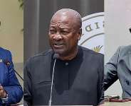 Dr. Edward K Omane-Boamah, President John Mahama and Mr. Rashid Tanko-Computer