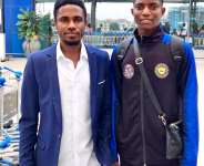 John Young talent John Baah pictured with Youth Talent Manager, Leon Daniel Agyeman Dodoo.