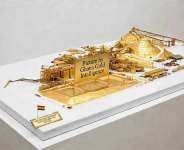 The Tarkwa Gold Mine in Ghana, recreated as a pure gold architectural model. Picture by Ghana Gold Intelligence