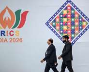 Security personnel walk at the venue of the 18th BRICS Summit in New Delhi on September 12, 2026. -  Arun Sankar, AFP