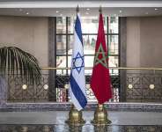 Moroccan and Israeli flags are displayed in the Moroccan Foreign Ministry in Rabat, Morocco, Aug. 11, 2021 -  Mosaab Elshamy, AP