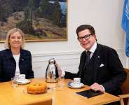 Speaker of the Riksdag Andreas Norlen meets Social Democrat party leader Magdalena Andersson for talks as the process of proposing a new prime minister begins in Stockholm, Sweden, September 18, 2026. -  Christine Olsson, via Reuters
