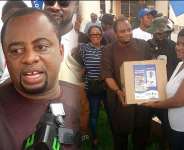 Subin MP supports JHS graduates with food items and school supplies