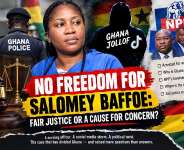 Salomey Baffoe remains behind bars while questions multiply: What exactly did she do, what evidence supports the charges, and why was bail denied? Beyond politics and Ghana Jollof, Ghana must demand one thing above all justice based on evidence, due process and the rule of law.