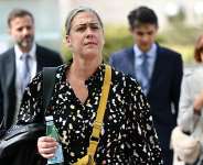 Gisele Pelicots daughter, Caroline Darian, during the trial of her father, who was found guilty of drugging Pelicot for nearly ten years and inviting strangers to rape her at their home in Mazan, in southern France, 17 September 2024. -  Christophe Simon/AFP
