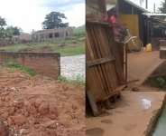 Washed off bridge and an algae infested water in Sirigu Market