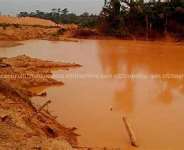 Polluted and contaminated river asa result of illegal mining (Galamsey)