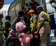 A chartered plane carrying Nigerian nationals landed at Lagoss Murtala Mohammed International Airport.  By TOYIN ADEDOKUN (AFP)