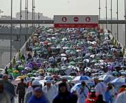 A two-degree rise in temperatures could make the Muslim hajj pilgrimage to the holy city of Mecca difficult.  By Sajjad HUSSAIN (AFP)