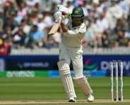 Australias Mitchell Starc drives during his 58 not out against South Africa in the WTC final at Lords.  By Glyn KIRK (AFP)