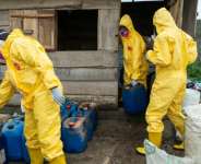 Authorities Wednesday dismantled the crude, make-shift meth lab in Nigeria.  By TOYIN ADEDOKUN (AFP)