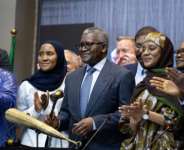 Billionaire Aliko Dangote (C) launched an IPO of his refinery, which has become the largest supplier of jet fuel to Europe.  By Temiloluwa Johnson (AFP)