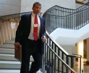 Blackwater founder Erik Prince is seen here coming to the House Intelligence Committee in Washington in 2017. By MARK WILSON (GETTY IMAGES NORTH AMERICA/AFP/File)