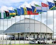 Commonwealth flags fly outside the parliament of Samoa during the Commonwealth Heads of Government Meeting in Apia.  By William WEST (AFP)