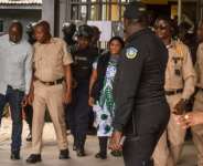 Former Liberian vice president Jewel Howard-Taylor (C) is accused of involvement in the drug trade. By Matthew Jacobs (AFP)
