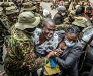 Kenyan police swarmed on a tiny group trying to protest.  By Luis TATO (AFP)