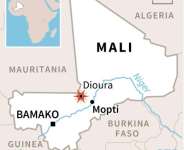 Map of Mali locating attack on Dioura army base in Mopti region.  By AFP (AFP)