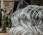 Police put up heavy protection around government buildings.  By Luis TATO (AFP)
