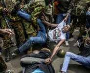 Protesters in the Kenyan capital were arrested outside the parliament building.  By Luis TATO (AFP)