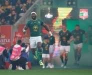 Springbok captain Siya Kolisi (2nd R) will play his 94th Test when he faces Australia in the the World Rugby Championship on Saturday.  By PHILL MAGAKOE (AFP)