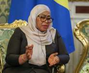 Tanzanias President Samia Suluhu Hassan is accused of brutal repression of political opponents.  By Ramil Sitdikov (POOL/AFP)
