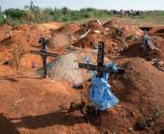 The Nyamurongo cemetery, one of the burial sites in the Congolese east receiving a large number of people who have died from Ebola.  By Jospin Mwisha (AFP)