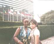 Nana Akua Afriyie Antwi (l) with her friend at the UN Headquarters