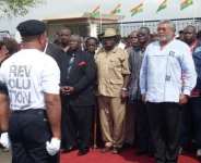 Former President Jerry John Rawlings being saluted by a cadre GNA