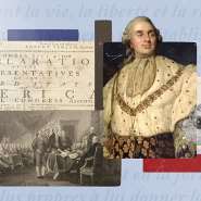 The 1776 Declaration of Independence, Louis XVI, and the Enlightenment all provided the basis of French support for the American insurgents. -  France Mdias Monde graphic studio