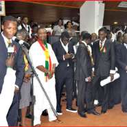Black stars players in parliament yesterday