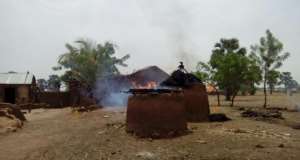 Burnt houses at Chereponi conflict