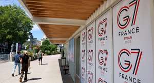 G7 logos are pictured on the pier ahead of the G7 summit in Evian-les-Bains, France on June 12, 2026. -  Denis Baliboouse, Reuters