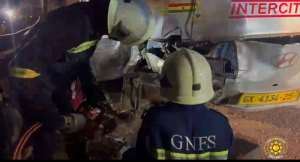 Fire Service rescues trapped victim after STC Bus, Taxi collision at Konongo