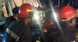 GNFS rescues trapped man, salvages GH¢50,000 in Suhum road crash