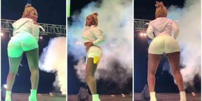 Wendy Shay thrills fans as she shakes backside vigorously at Shatta Wale s Concert Video