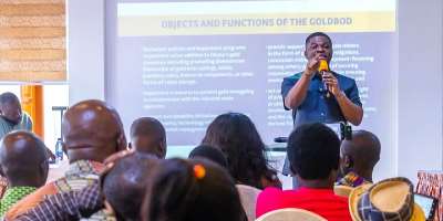 Acting Managing Director of the Precious Minerals Marketing Company (PMMC), Sammy Gyamfi Esq. engaging key stakeholders in Tarkwa