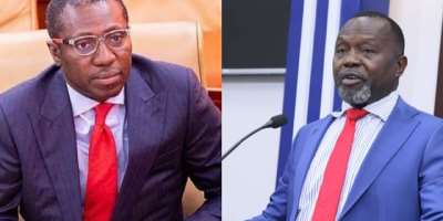 Attorney General and Minister of Justice, Dr. Dominic Akuritinga Ayine right and Minority Leader Afenyo-Markin