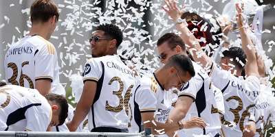 Real Madrid celebrated their La Liga title win  OSCAR DEL POZOGettyImages