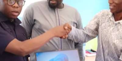 MP donates laptops to Krachi East Municipal Health Directorate